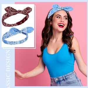 2 rockabilly headbands ❤️🩵
